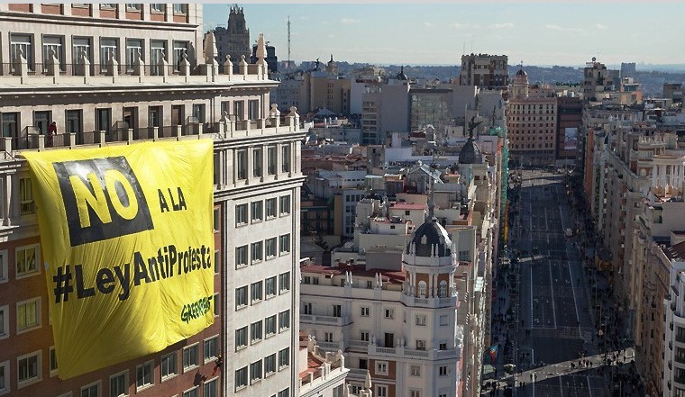 Acción contra la Ley Antiprotesta en Madrid
