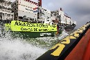Acción / Greenpeace denuncia en Róterdam la entrada en la UE de madera ilegal Amazónica