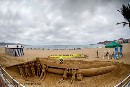 Greenpeace crea una escultura de arena de un aerogenerador en la playa de las Canteras para defender que Canarias sea 100% renovable
