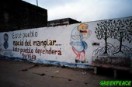 Graffiti en contra de las granjas de acuicultura