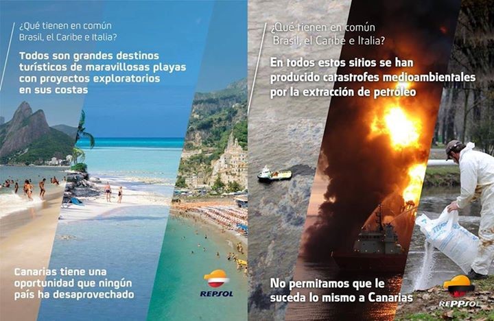 Contracampaña de publicidad contra los anuncios de Repsol defendiendo las prospecciones en Canarias