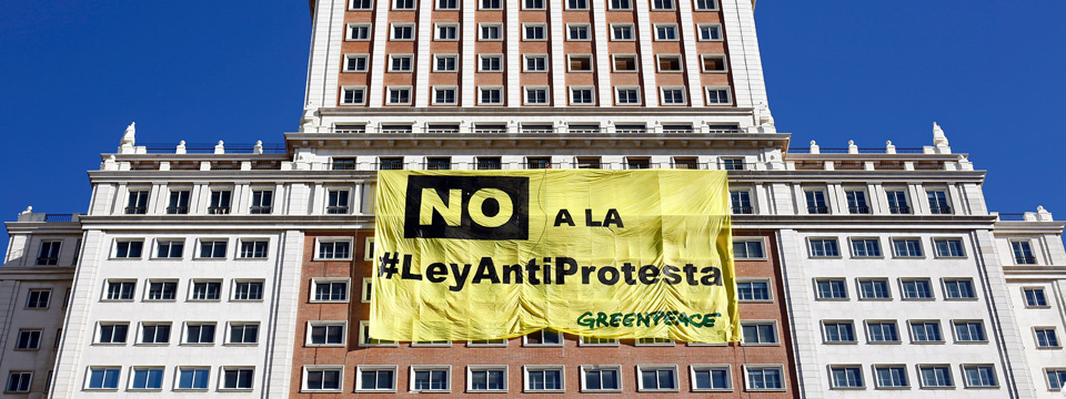 Acción contra la Ley Antiprotesta en Madrid