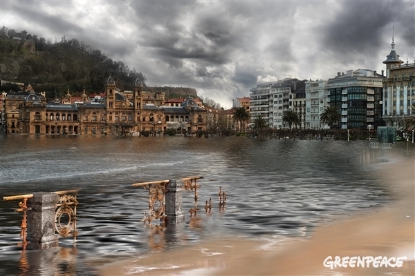 San Sebastián afectado por el cambio climático. Greenpeace/ Pedro Armestre/ Mario Gómez